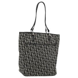 Christian Dior Trotter Canvas Tragetasche Schwarz Silber Authentisch 181870A Schwarz Silber
