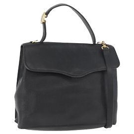 Bolsa Christian Dior de couro 2way preta e dourada Autêntica 180092 Preto Dourado