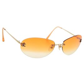 CHANEL Sonnenbrille Metall Orange CC Auth yk20403SAM Orange
