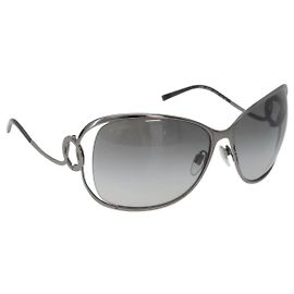 Bulgari Gafas de sol BVLGARI Metal Black Silver Auth BA13219 Negro Plata