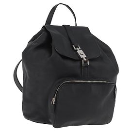 GUCCI Jackie Backpack Leather Black Silver 003 0245 Auth 181865A Black Silvery