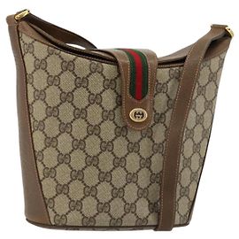 Borsa GUCCI GG Supreme Web Sherry Line PVC Beige Oro 904 02 081 Auth 182411 Beige D'oro