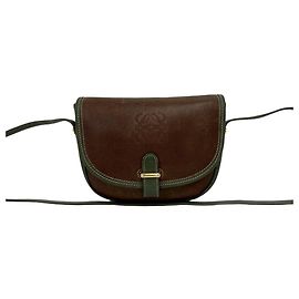 Mini borsa a tracolla in pelle con logo Anagram vintage Loewe Marrone Verde