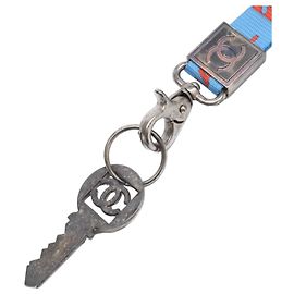 Collier cordon Chanel 02S Sport Line Key Argenté Bleu Orange