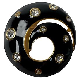 Spilla a spirale nera vintage Christian Dior Nero D'oro
