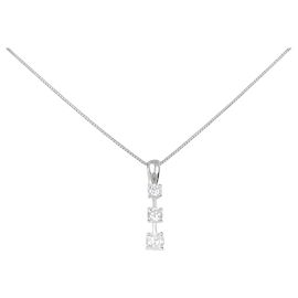 Autre Marque Collier trois pierres en diamants en or blanc Au750 Doré