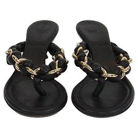 Bottega Veneta Black Braided Chain Dot 55 Sandals Black