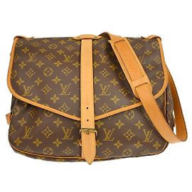 Louis Vuitton Saumur Handbag Monogram Canvas 35 Brown