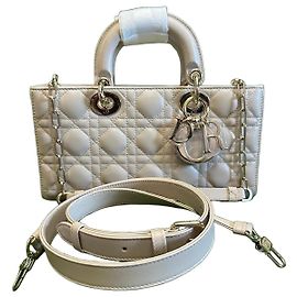 Dior Lady D-Joy Bolsa em pele de cordeiro - Bege Bege