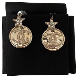 Boucles d'oreilles Chanel CC Star Drop Dorées Doré
