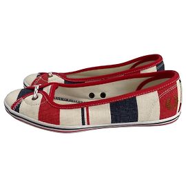 Fred Perry Southsea Deckchairs Bailarinas de Lona Blanco Roja Azul oscuro