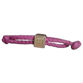 Miu Miu Pulseira em couro trançado rosa Begonia Rosa