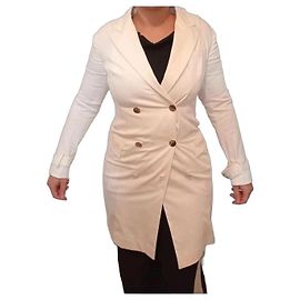 Versace Vestido Blazer Transpassado em Algodão Branco Branco