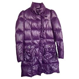 Roccobarocco Purple Shiny Long Puffer Down Jacket Purple