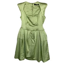 Mangano grünes Jacquard-Satinkleid ärmellos Grün