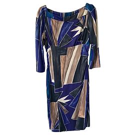 Diane von Furstenberg Seiden-Midikleid mit Print Blau Marineblau