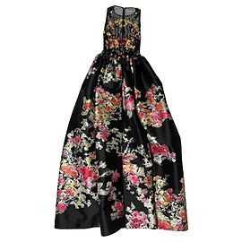 Zuhair Murad Abendkleid mit Blumenprint Schwarz