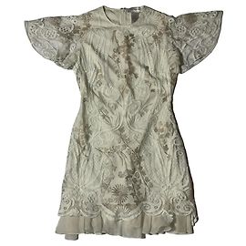 Zuhair Murad Vestido Corto de Encaje Blanco Blanco