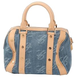 Chopard Borsa Bowling in Denim e Pelle Blu Beige