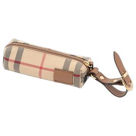 Burberry Micro Pouch Check Canvas Marrone Beige
