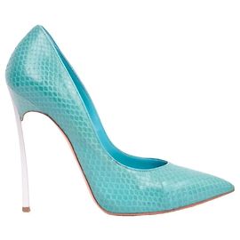 Casadei Escarpines de piel de pitón Turquesa