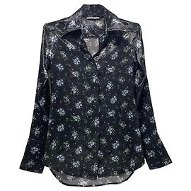 Acne Studios Black Floral Print Polyester Shirt Black Blue