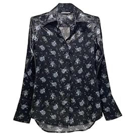 Acne Studios Polyester-Blumenhemd Schwarz Schwarz Blau