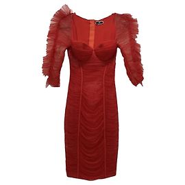Elisabetta Franchi Rotes Kleid mit Rüschen Rot