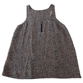 Autre Marque Bel Air Top Seda Estampado Leopardo Beige Estampado de leopardo