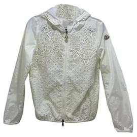 Moncler Vive Eyelet Spitzen-Bomberjacke Weiß Weiß