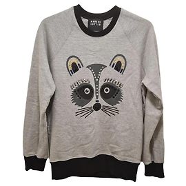 Markus Lupfer Sudadera Gris con Cara de Mapache Gris