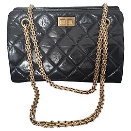 Chanel 2.55 Reissue Klappentasche Schwarz Lackleder Schwarz