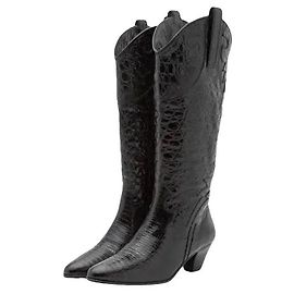 By Far Melvin Black Croco-Effect Leather Cowboy Boots Black