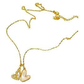Colar Swarovski Double Heart em Cristais e Madrepérola Dourado