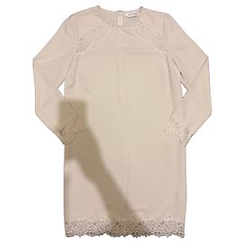 Zimmermann Vestido de Renda Creme Cru
