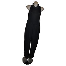 Gianni Versace schwarzer Seiden-Jumpsuit mit gerafftem Kragen Schwarz