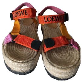 Loewe x Paula's Ibiza Sandali Espadrilles Platform Color-block Rosa Beige Arancione Giallo