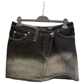 Autre Marque Federico Cina Saia Jeans Degradê Preto e Cinza Preto Cinza