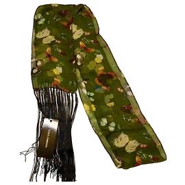 Pañuelo de seda Dolce & Gabbana con estampado de mariposa y flecos Multicolor Verde