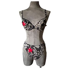 Conjunto de lingerie Christian Dior em seda e renda Branco Bege