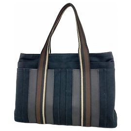 Hermès Hermes Troca Horizontal MM Canvas Tote Bag Black