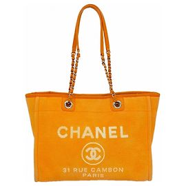 Chanel Deauville Chain Tote Bag Orange