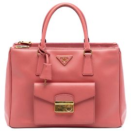 Bolsa Prada Pink Saffiano Lux Galleria Double Zip Front Pocket Rosa