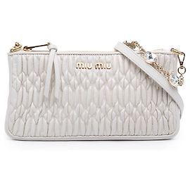 Sac à main Miu Miu White Matelasse Nappa Crystal Chain Blanc Blanc cassé