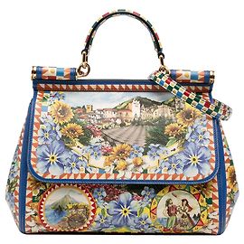 Sac Miss Sicily en cuir à imprimé floral bleu de Dolce & Gabbana, taille Medium Bleu