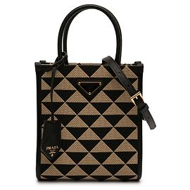 Borsa Prada Brown Mini Embroidered Jacquard Symbole Triangolo Marrone