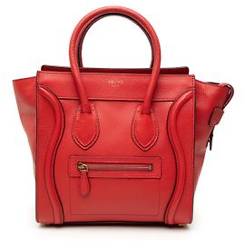 Céline Bolsa Tote Luggage em micro couro de bezerro vermelho Celine Vermelho