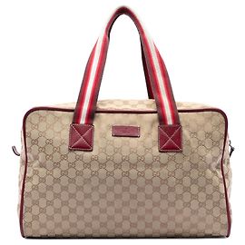 Bolsa de viagem Gucci em lona GG bege com detalhe Web Bege