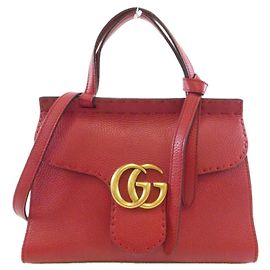 Gucci GG Marmont Leather Handbag Red