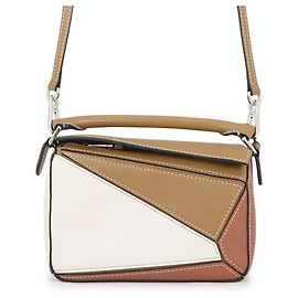 Loewe Puzzle Bag Mini Leather Handbag Brown White Beige